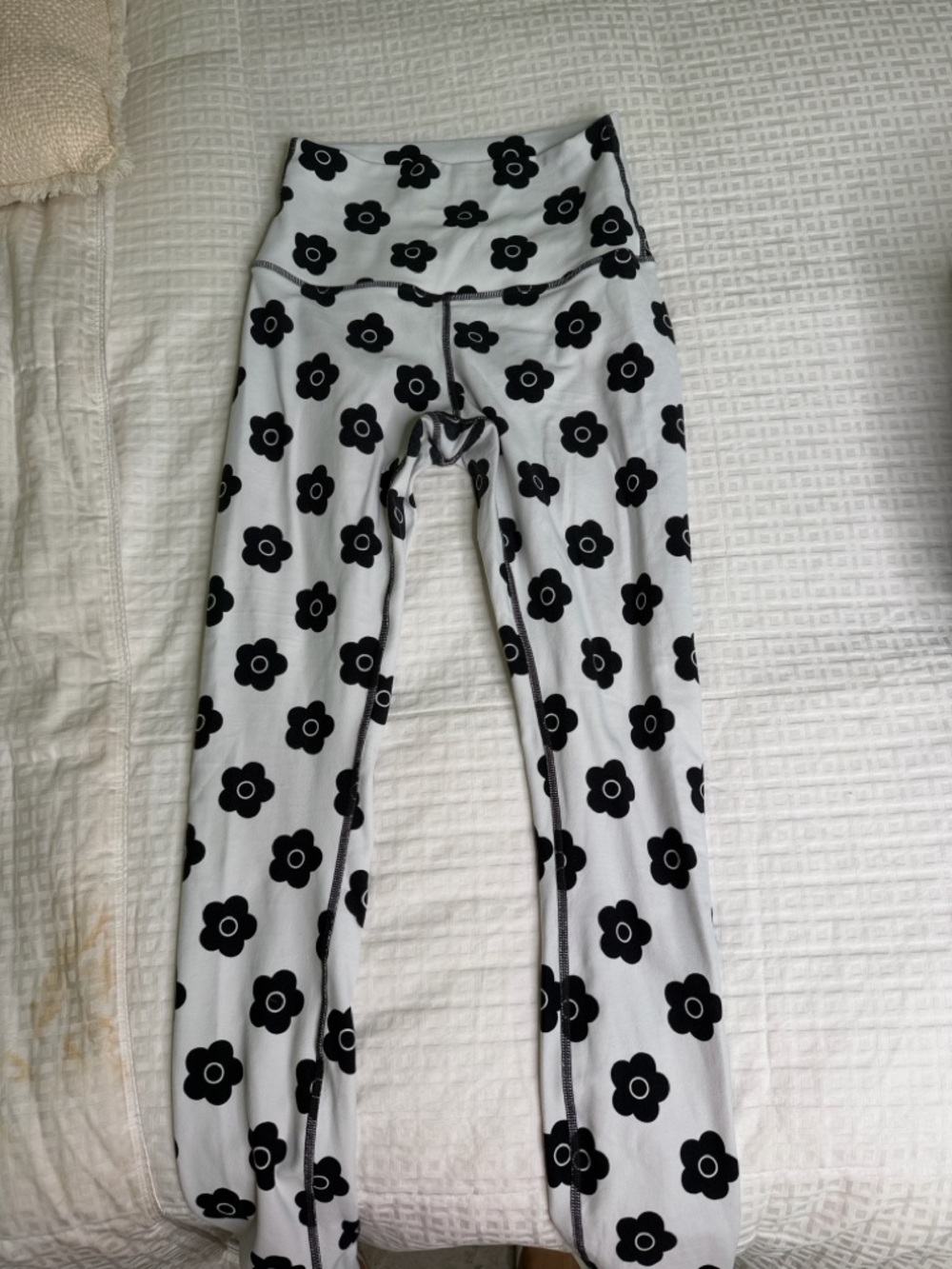 GIGI C White Leggings with Black Floral Print